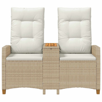Reclining Bench with Table Beige och krämvit 126 x 65 x 112 cm