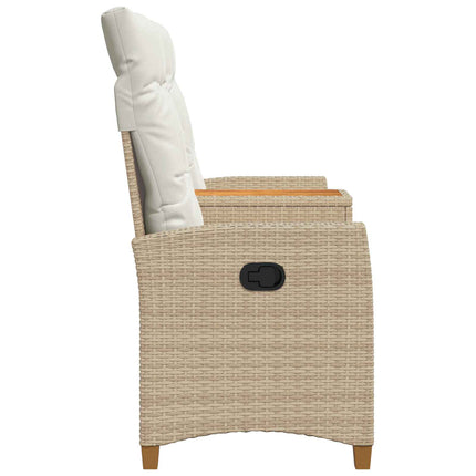 Reclining Bench with Table Beige och krämvit 126 x 65 x 112 cm