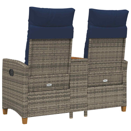 Reclining Bench with Table Grå och Marinblå 126 x 65 x 112 cm