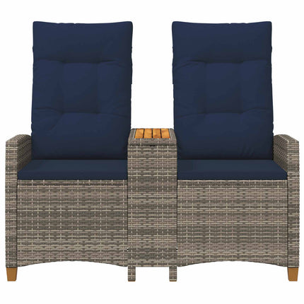Reclining Bench with Table Grå och Marinblå 126 x 65 x 112 cm