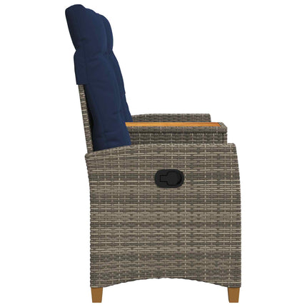 Reclining Bench with Table Grå och Marinblå 126 x 65 x 112 cm