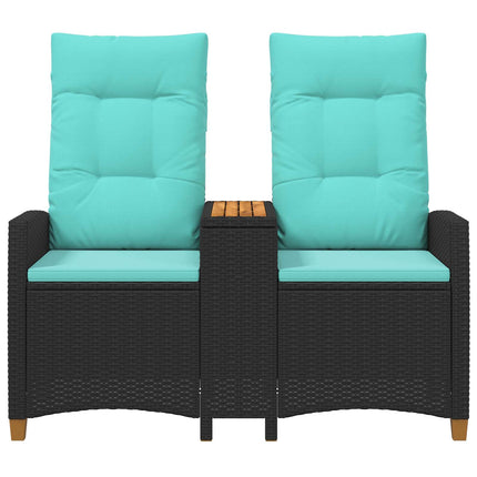 Reclining Bench with Table Svart och turkos 126 x 65 x 112 cm
