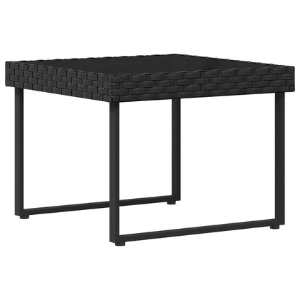 Trädgårdsoffset med kudde 2 pcs Svart och kräm Poly Rattan Stål