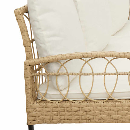 Trädgårdsoffset med kudde 2 pcs Naturfärg Poly Rattan Stål