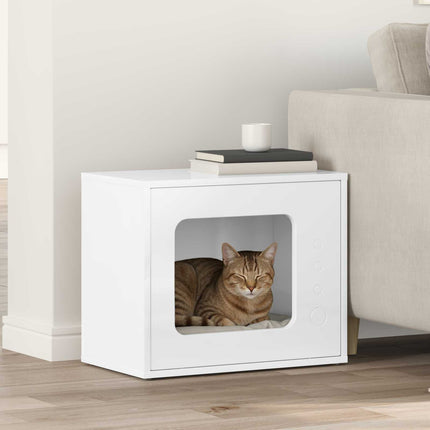 Katt hus Glansig Vit 51 x 30 x 42,5 cm Konstruerat trä