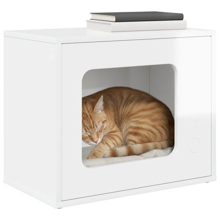 Katt hus Glansig Vit 51 x 30 x 42,5 cm Konstruerat trä