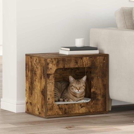 Katt hus Rökt ek 51 x 30 x 42,5 cm Konstruerat trä