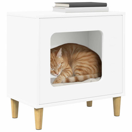 Katt hus Vit 51 x 30 x 52 cm Konstruerat trä