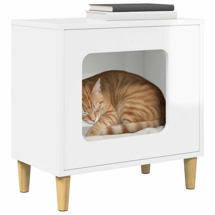 Katt hus Glansig Vit 51 x 30 x 52 cm Konstruerat trä