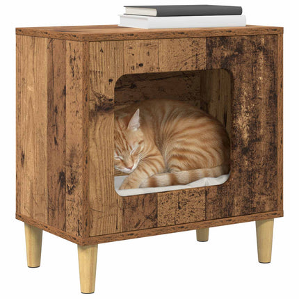 Katt hus Gammalt trä 51 x 30 x 52 cm Konstruerat trä