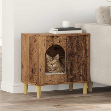 Katt hus Gammalt trä 51 x 30 x 52 cm Konstruerat trä