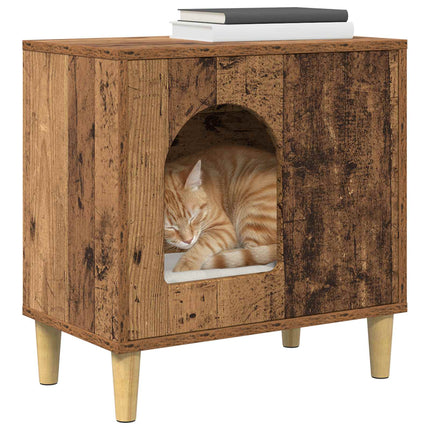 Katt hus Gammalt trä 51 x 30 x 52 cm Konstruerat trä