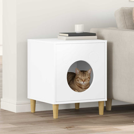 Katt hus Vit 42,5 x 40 x 53 cm Konstruerat trä