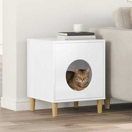 Katt hus Glansig Vit 42,5 x 40 x 53 cm Konstruerat trä