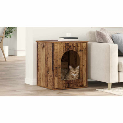 Katt hus Gammalt trä 53 x 52 x 62 cm Konstruerat trä