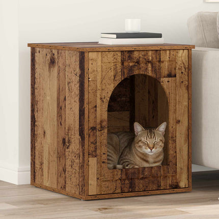 Katt hus Gammalt trä 53 x 52 x 62 cm Konstruerat trä