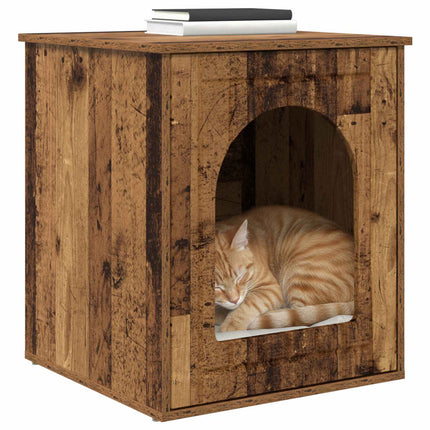 Katt hus Gammalt trä 53 x 52 x 62 cm Konstruerat trä