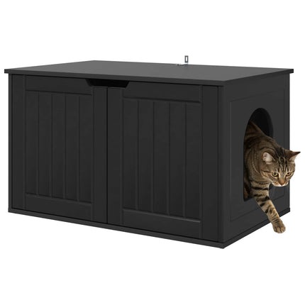 Katt hus Svart 85 x 55 x 50,5 cm Konstruerat trä