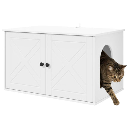 Katt hus Vit 85 x 55 x 50,5 cm Konstruerat trä