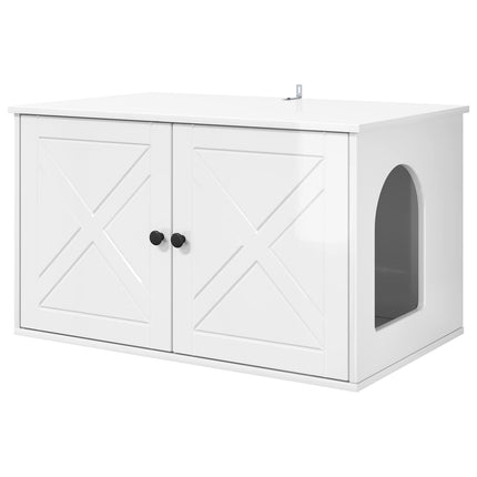 Katt hus Glansig Vit 85 x 55 x 50,5 cm Konstruerat trä