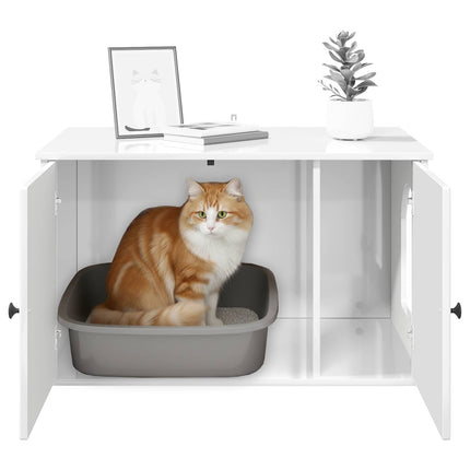Katt hus Glansig Vit 85 x 55 x 50 cm Konstruerat trä