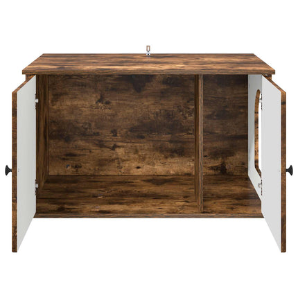 Katt hus Rökt ek 85 x 55 x 50,5 cm Konstruerat trä