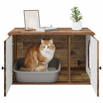 Katt hus Gammalt trä 85 x 55 x 50 cm Konstruerat trä