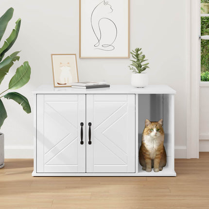 Katt hus Glansig Vit 85 x 55 x 50 cm Konstruerat trä