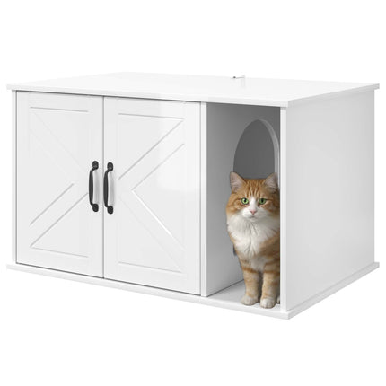 Katt hus Glansig Vit 85 x 55 x 50 cm Konstruerat trä
