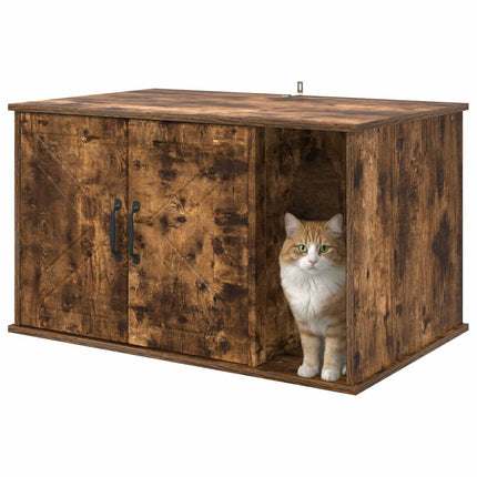 Katt hus Rökt ek 85 x 55 x 50,5 cm Konstruerat trä