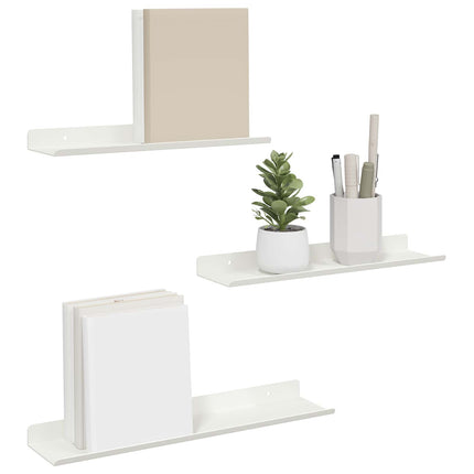 Flytande hylla Väggmonterad 3 pcs Vit 40 x 9 x 2,5 cm Stål