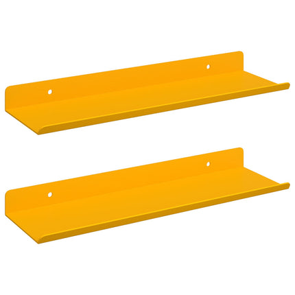 Flytande hylla 2 pcs Senapsgul 30 x 9 x 2,5 cm Stål