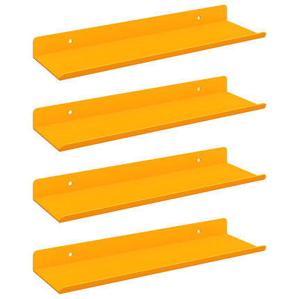 Flytande hylla 4 pcs Senapsgul 30 x 9 x 2,5 cm Stål