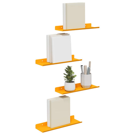 Flytande hylla 4 pcs Senapsgul 30 x 9 x 2,5 cm Stål