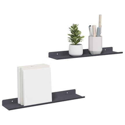 Flytande hylla 2 pcs Antracit 40 x 8,5 x 2,5 cm Stål