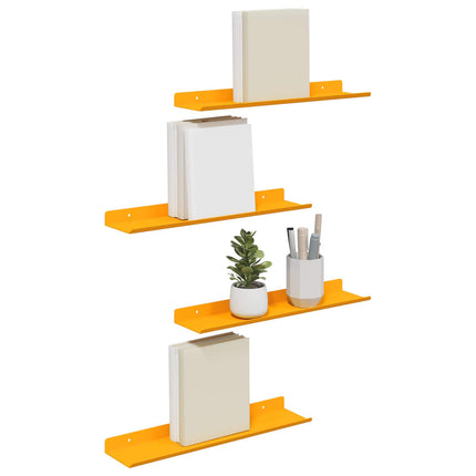 Flytande hylla 4 pcs Senapsgul 40 x 8,5 x 2,5 cm Stål