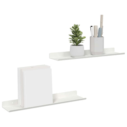 Flytande hylla Väggmonterad 2 pcs Vit 40 x 8,5 x 2,5 cm Stål