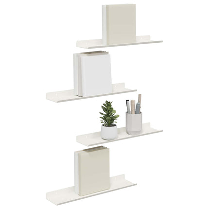 Flytande hylla Väggmonterad 4 pcs Vit 40 x 8,5 x 2,5 cm Stål