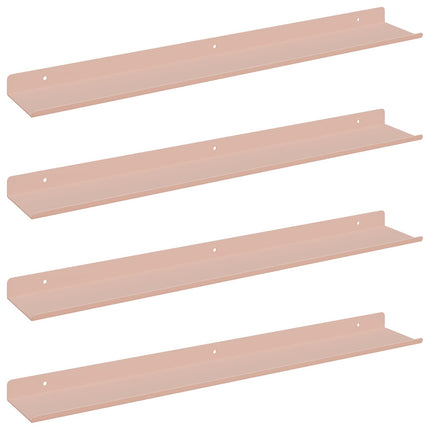 Flytande hylla Väggmonterad 4 pcs Rosa 60 x 8,5 x 2,5 cm Stål