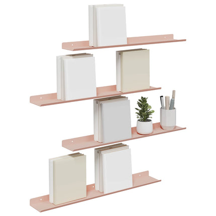 Flytande hylla Väggmonterad 4 pcs Rosa 60 x 8,5 x 2,5 cm Stål