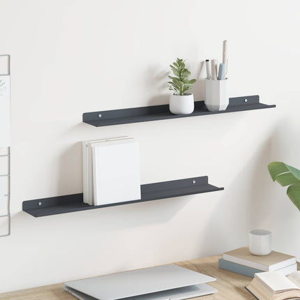Flytande hylla 2 pcs Antracit 60 x 8,5 x 2,5 cm Stål