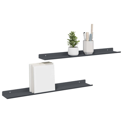Flytande hylla 2 pcs Antracit 60 x 8,5 x 2,5 cm Stål