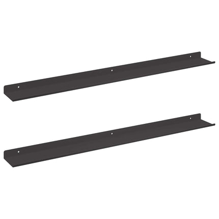 Flytande hylla Väggmonterad 2 pcs Svart 80 x 9 x 2,5 cm Stål