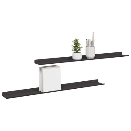 Flytande hylla Väggmonterad 2 pcs Svart 80 x 9 x 2,5 cm Stål