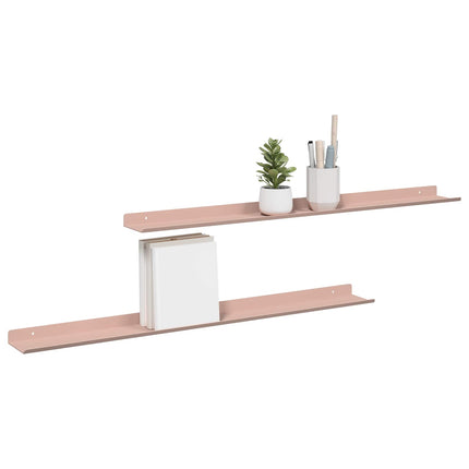 Flytande hylla Väggmonterat 2 pcs Rosa 80 x 9 x 2,5 cm Stål