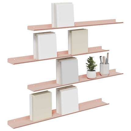 Flytande hylla Väggmonterad 4 pcs Rosa 80 x 9 x 2,5 cm Stål