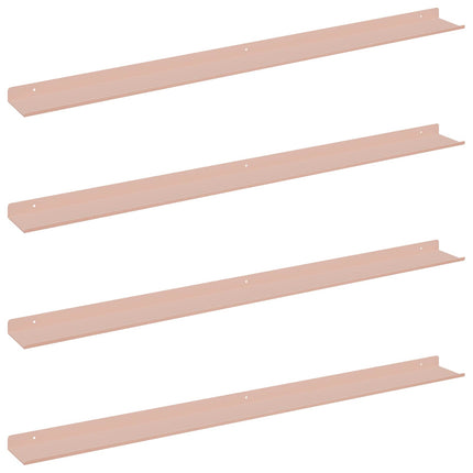 Flytande hylla Väggmonterad 4 pcs Rosa 100 x 9 x 2,5 cm Stål