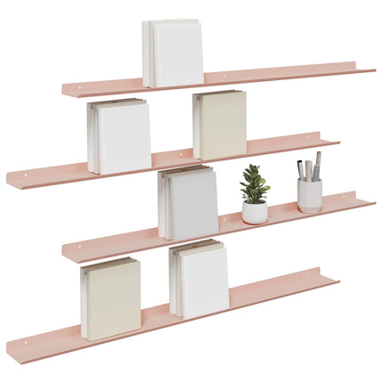 Flytande hylla Väggmonterad 4 pcs Rosa 100 x 9 x 2,5 cm Stål