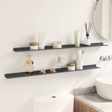 Flytande hylla 2 pcs Antracit 100 x 9 x 2,5 cm Stål