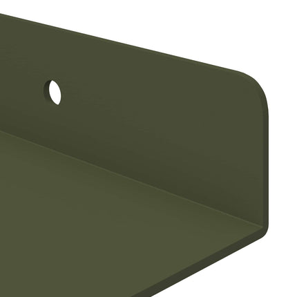 Flytande hylla 2 pcs Olivgrön 100 x 9 x 2,5 cm Stål